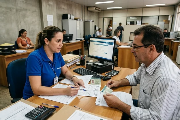 Despachante ajudando durante o processo de renovação de CNH em Campo Grande.